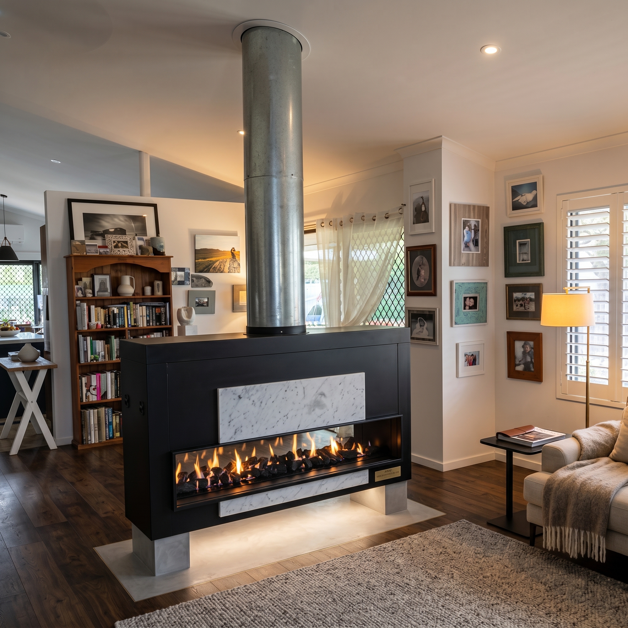 Inbuilt fireplace framing and flue install mid new-build construction